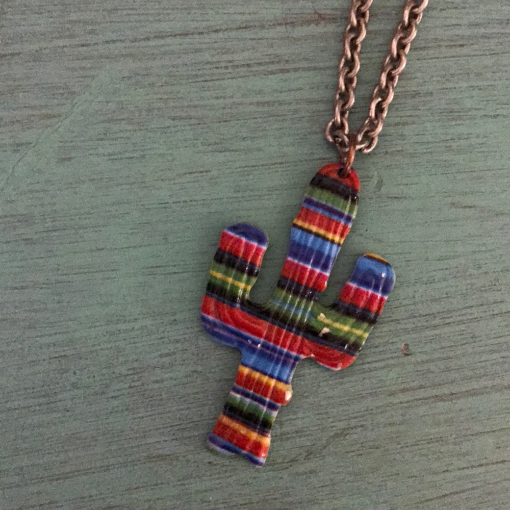 Southwestern serape cactus necklace
